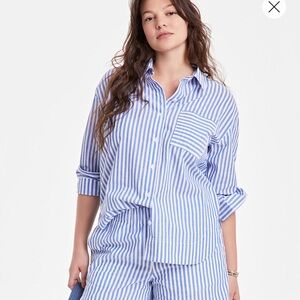 💝Striped COTTON Button-Up Shirts in Blue and Pink